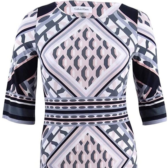 Calvin Klein NEW Black Pink White Sheath Dress 2 - Picture 3 of 8